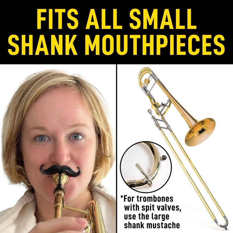 Samorillo [2 Pack] Clip-On Mustache For Trumpets & Trombones - Includes Protective Case - Fits All Small Shank Mouthpieces - Perfect Accessory For Young Musicians - Mouthpiece Not Included - Image 3